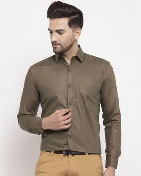 men solid regular fit shirt