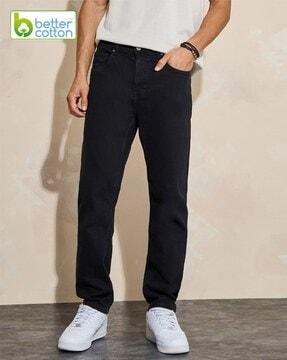 men solid regular fit stretchable jeans