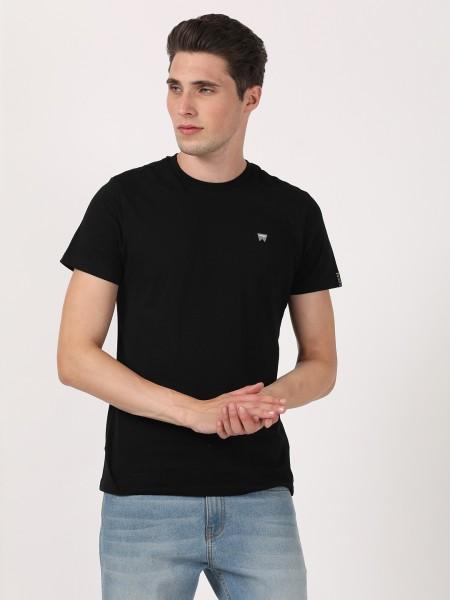 men solid round neck pure cotton black t-shirt