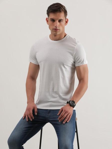 men solid round neck pure cotton white t-shirt