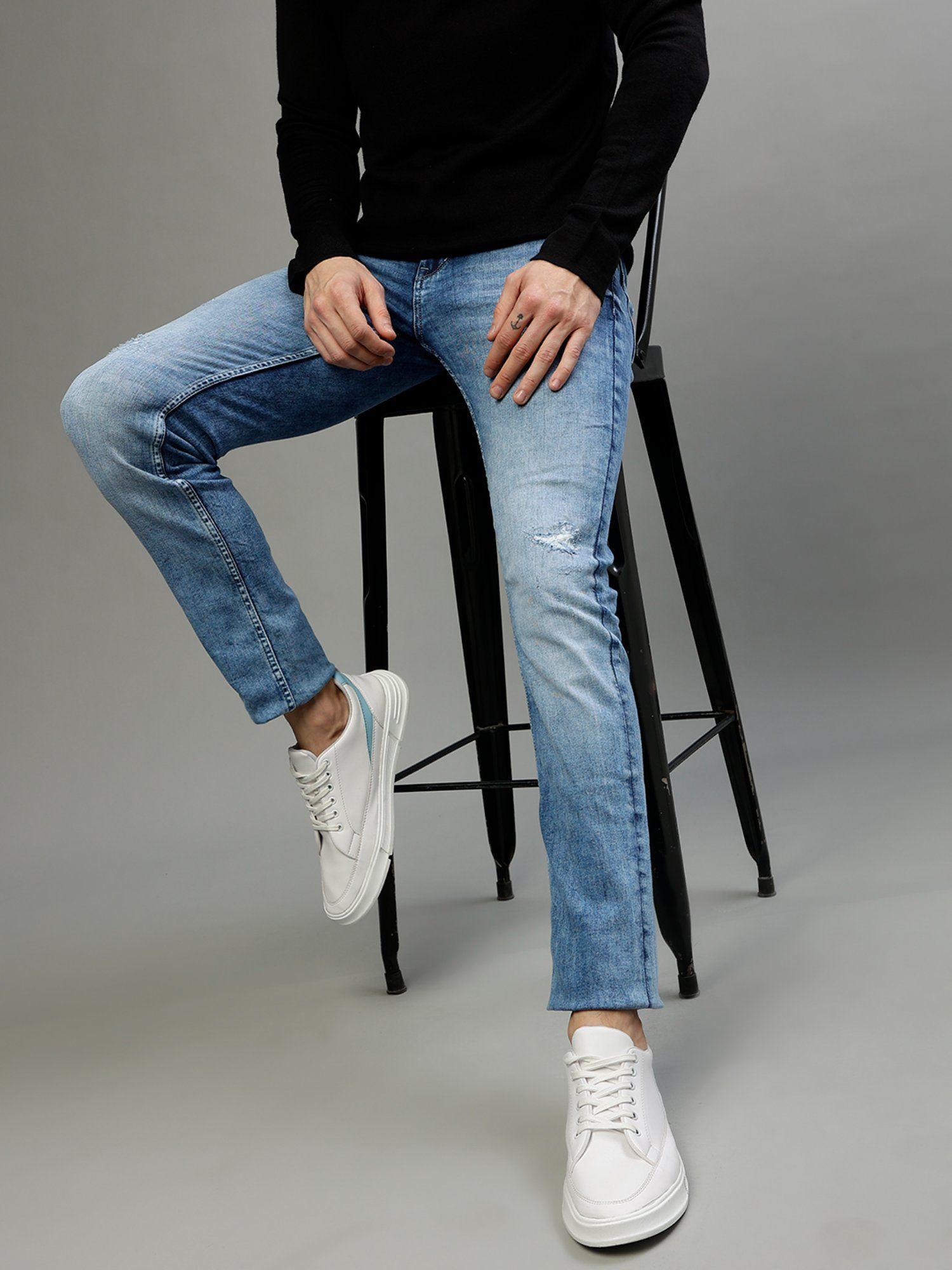 men solid skinny fit jeans