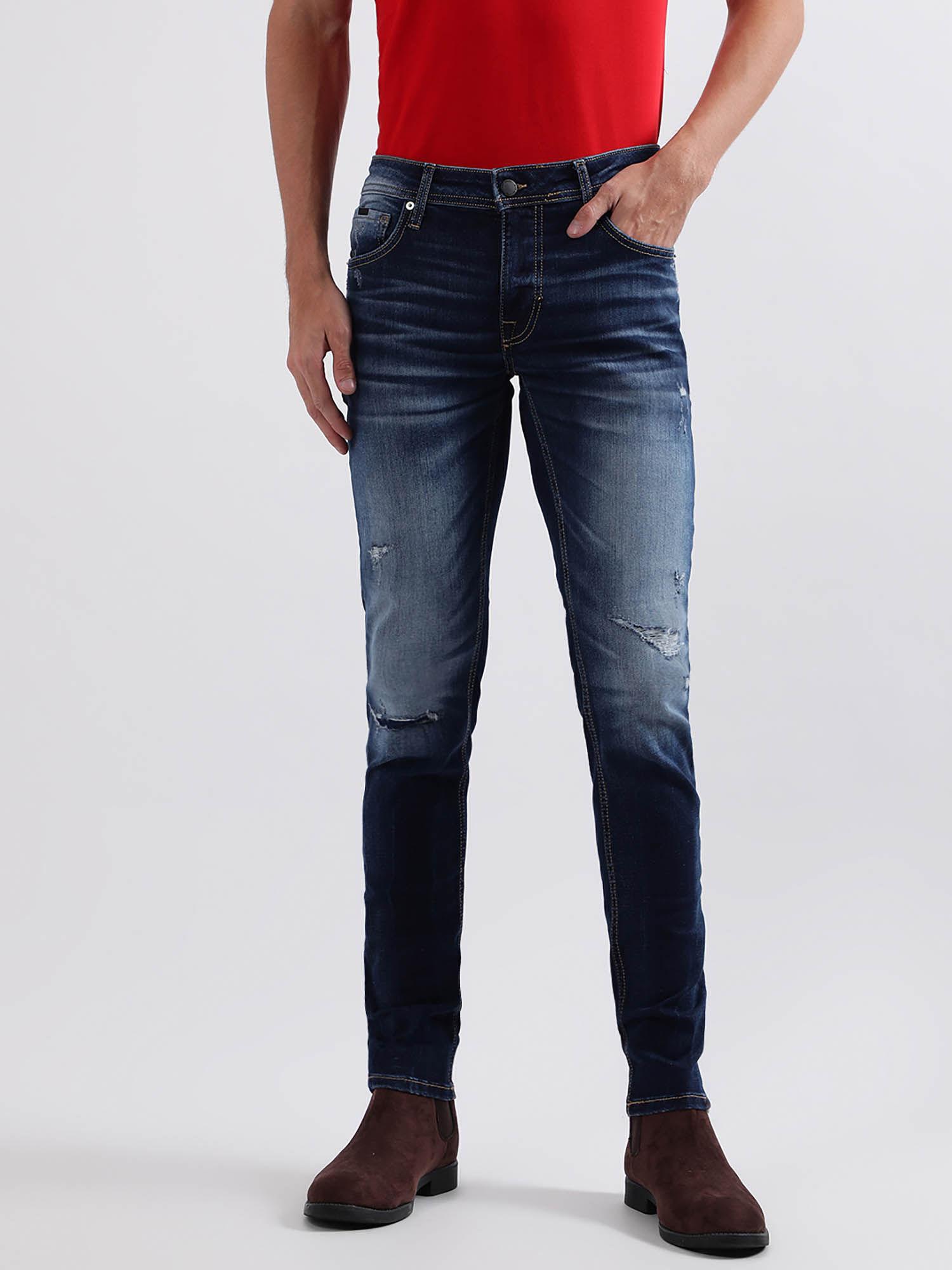 men solid skinny fit jeans