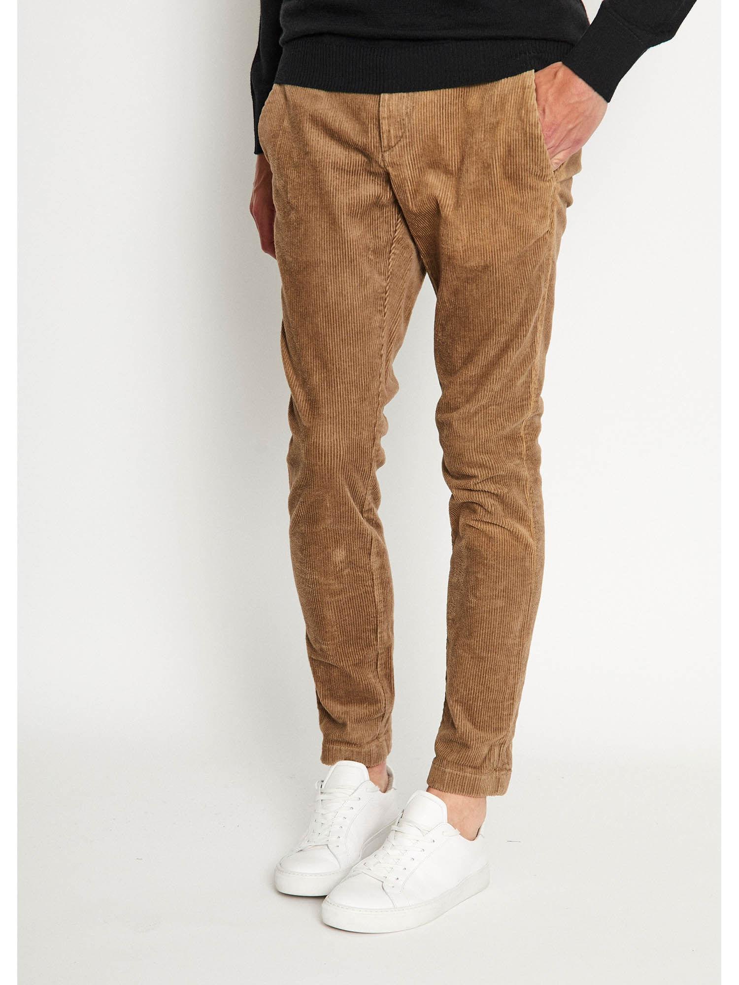 men solid slim fit mid-rise trousers