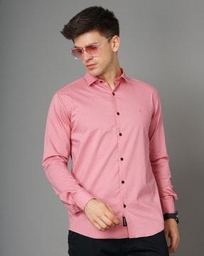 men solid slim fit shirt