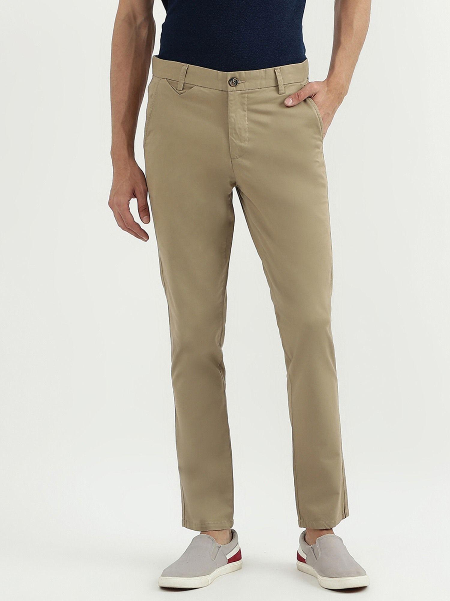 men solid slim fit trouser