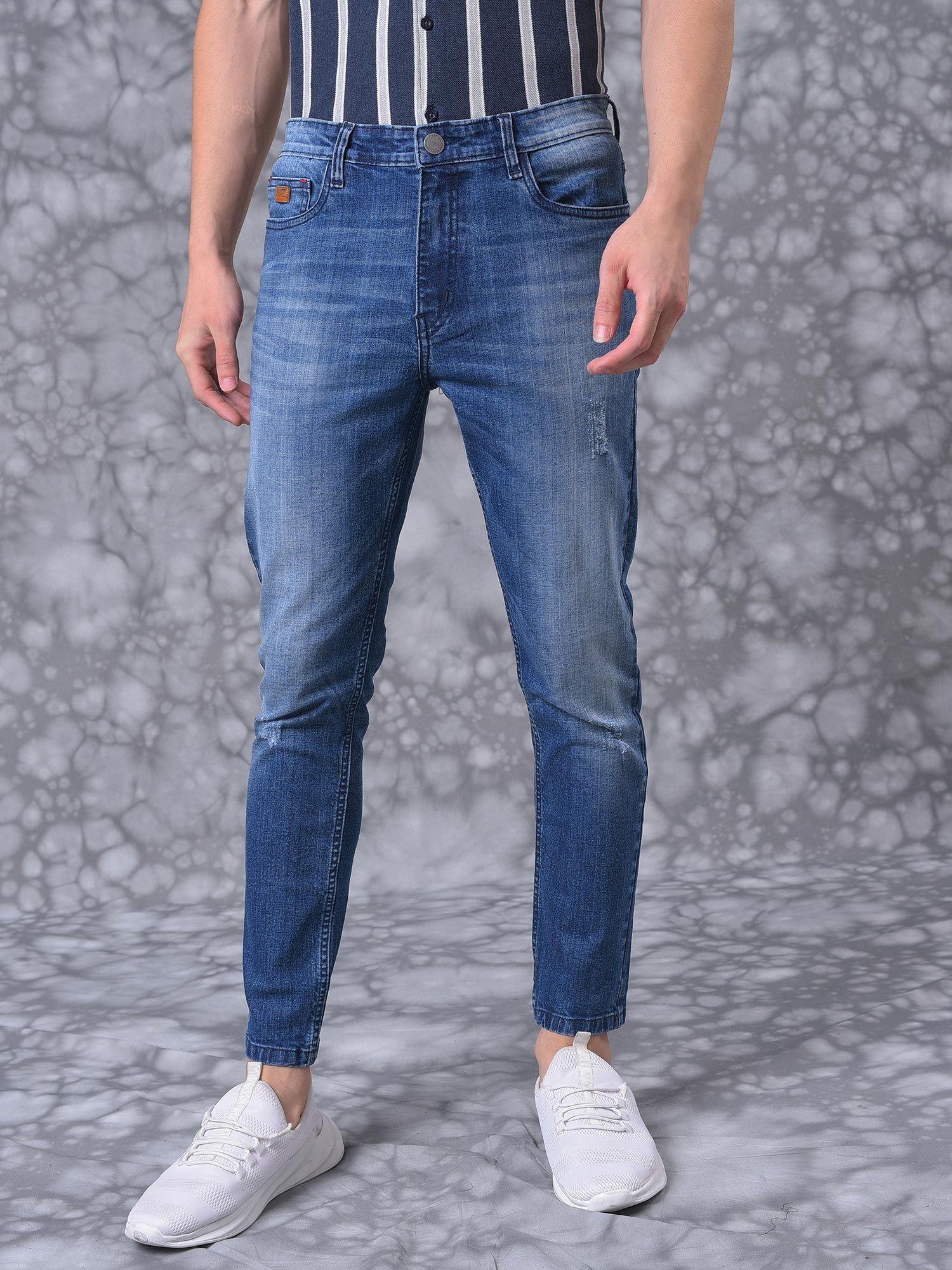 men solid stylish casual denim jeans
