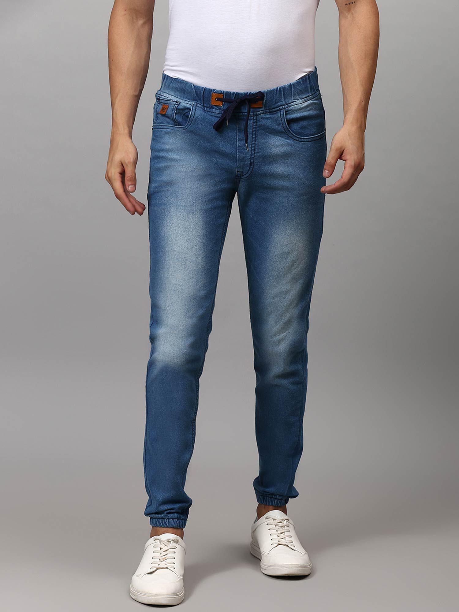 men solid stylish casual denim jeans