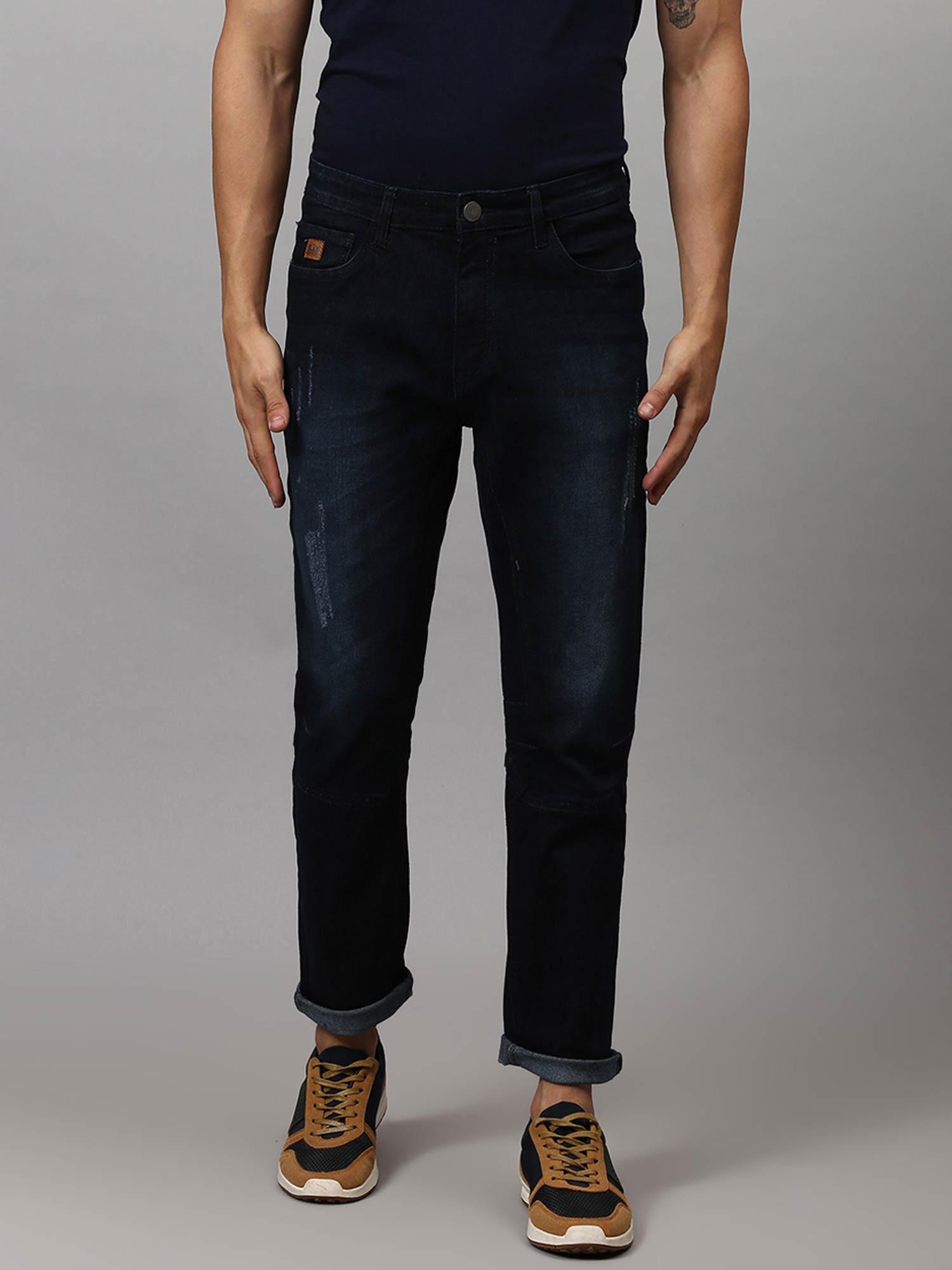 men solid stylish casual denim jeans