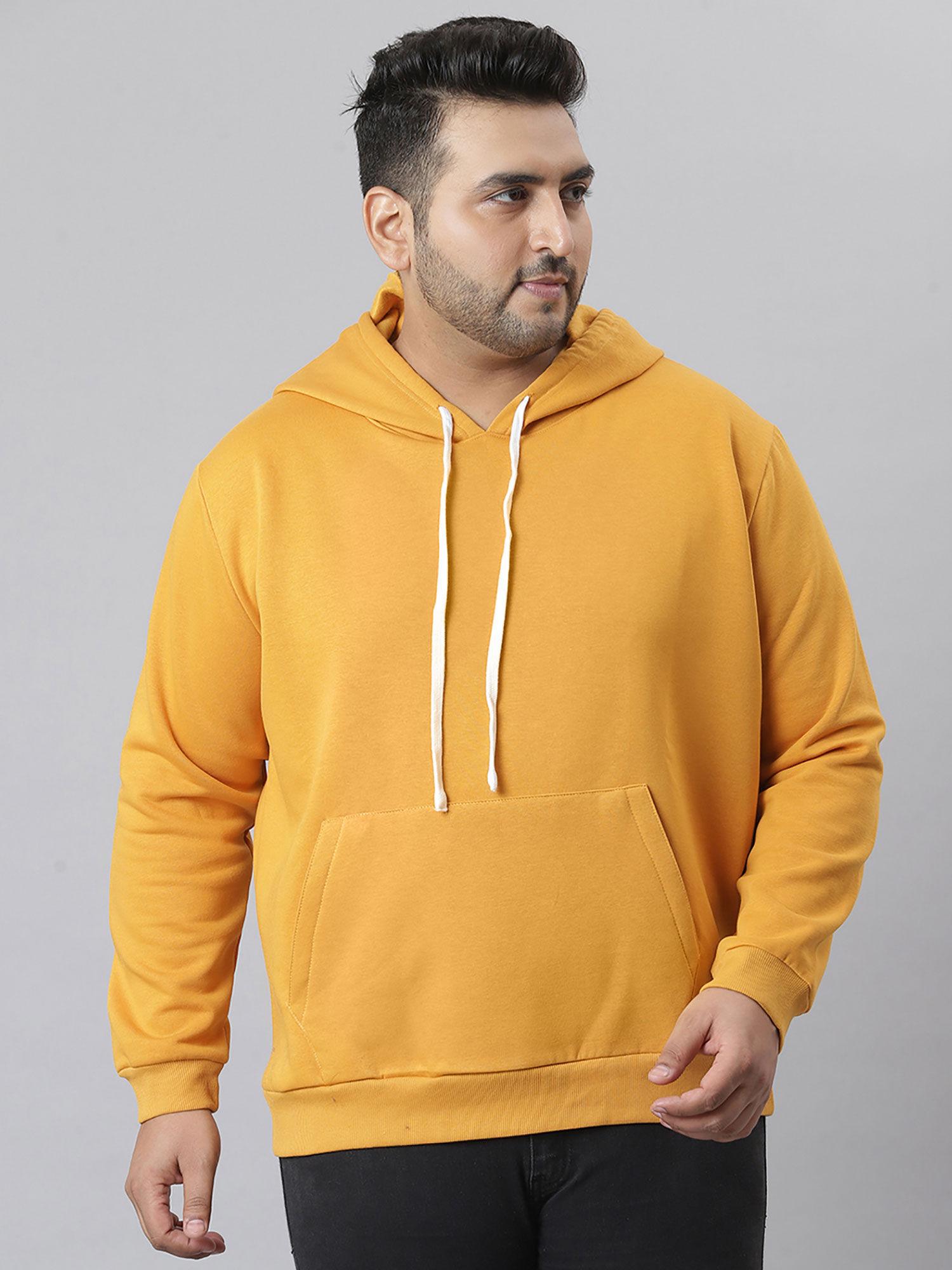 men solid stylish full sleeve hooded casual sweatshirts