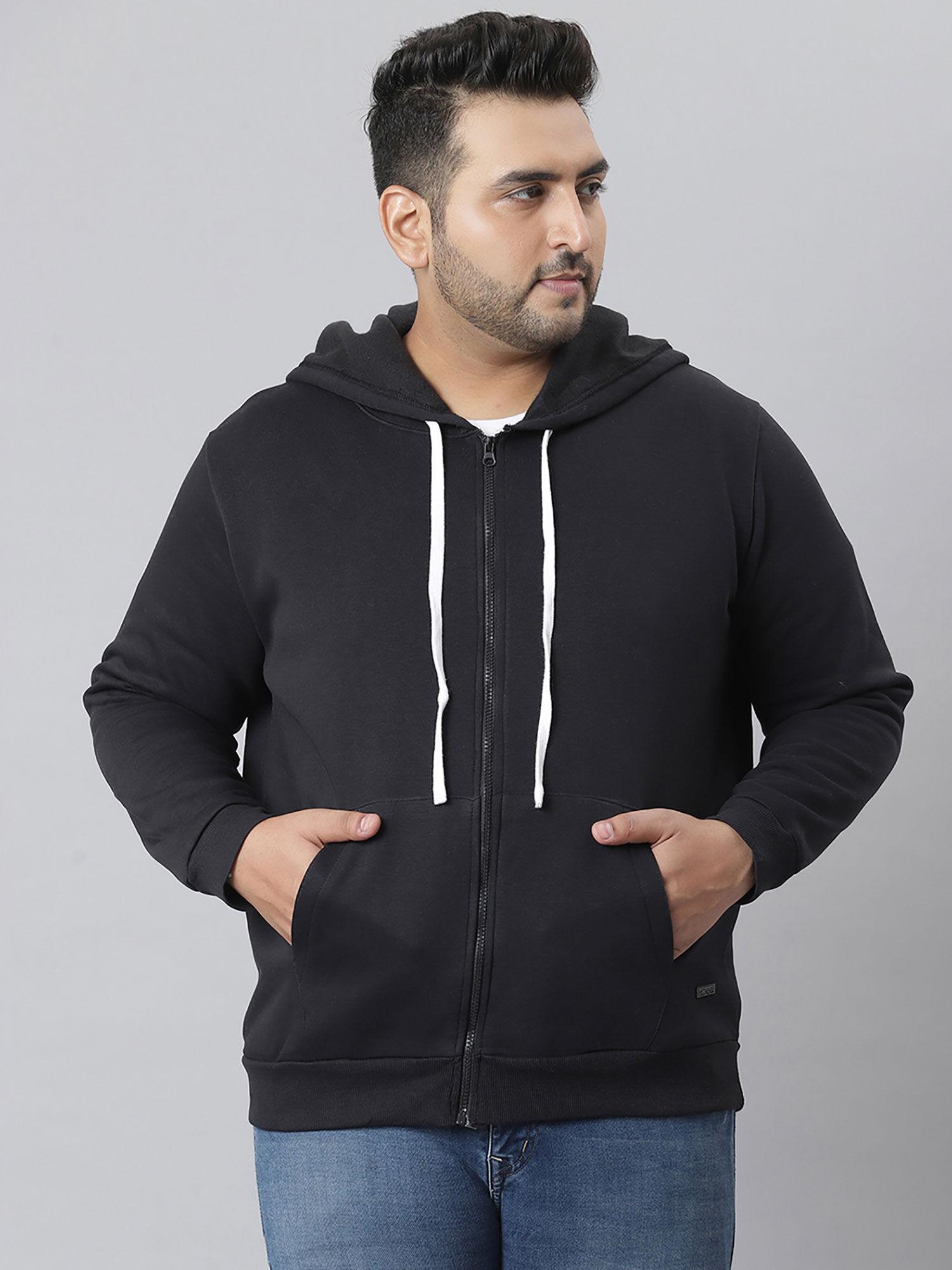 men solid stylish full sleeve hooded casual sweatshirts