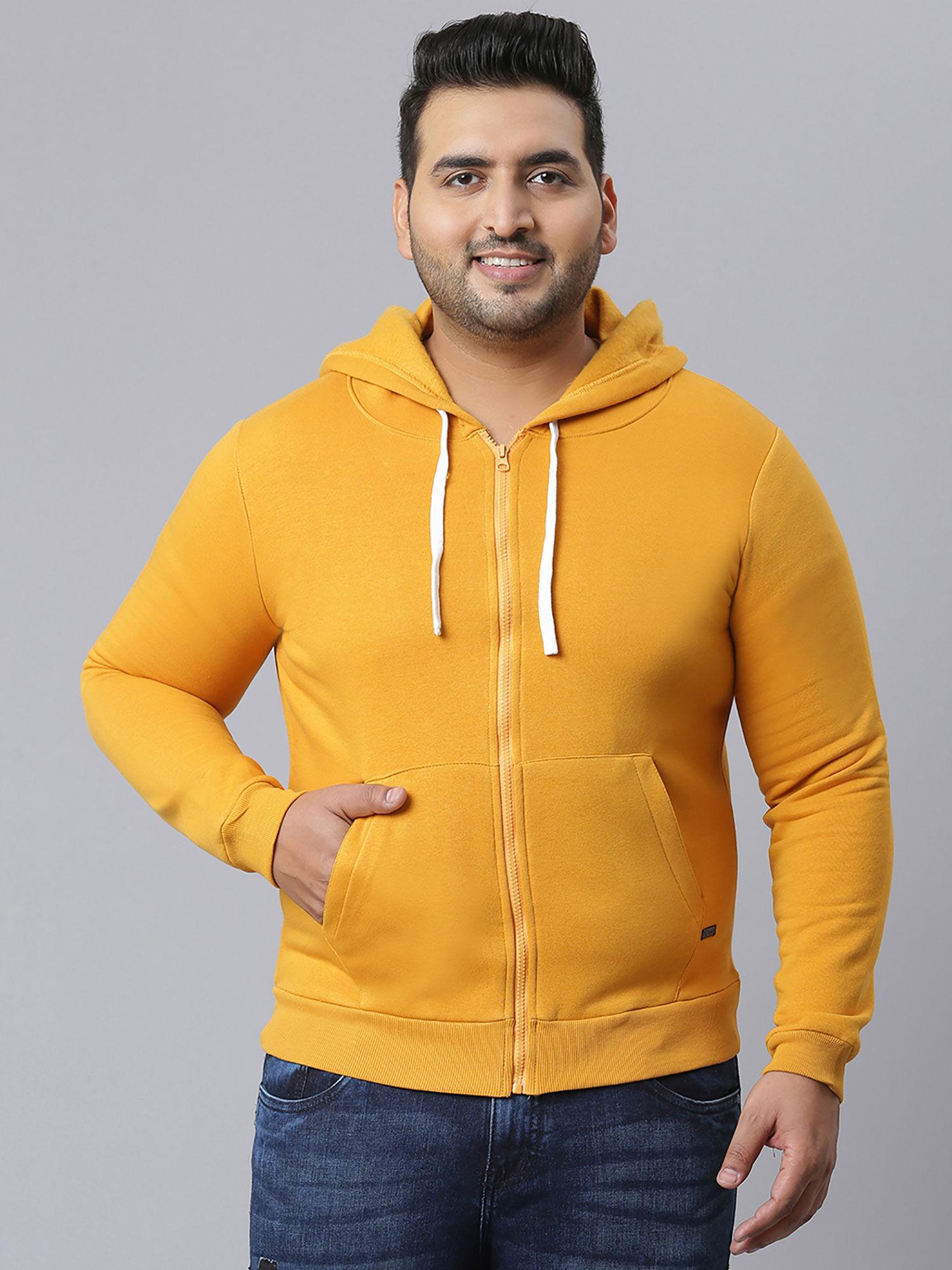 men solid stylish full sleeve hooded casual sweatshirts