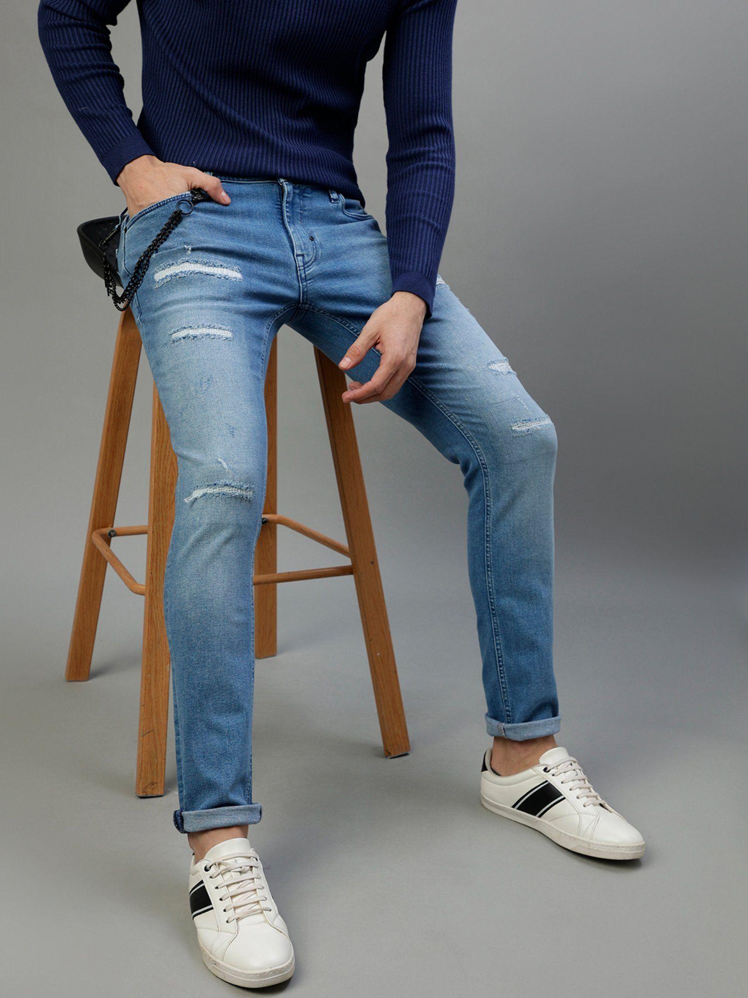 men solid tapered fit jeans