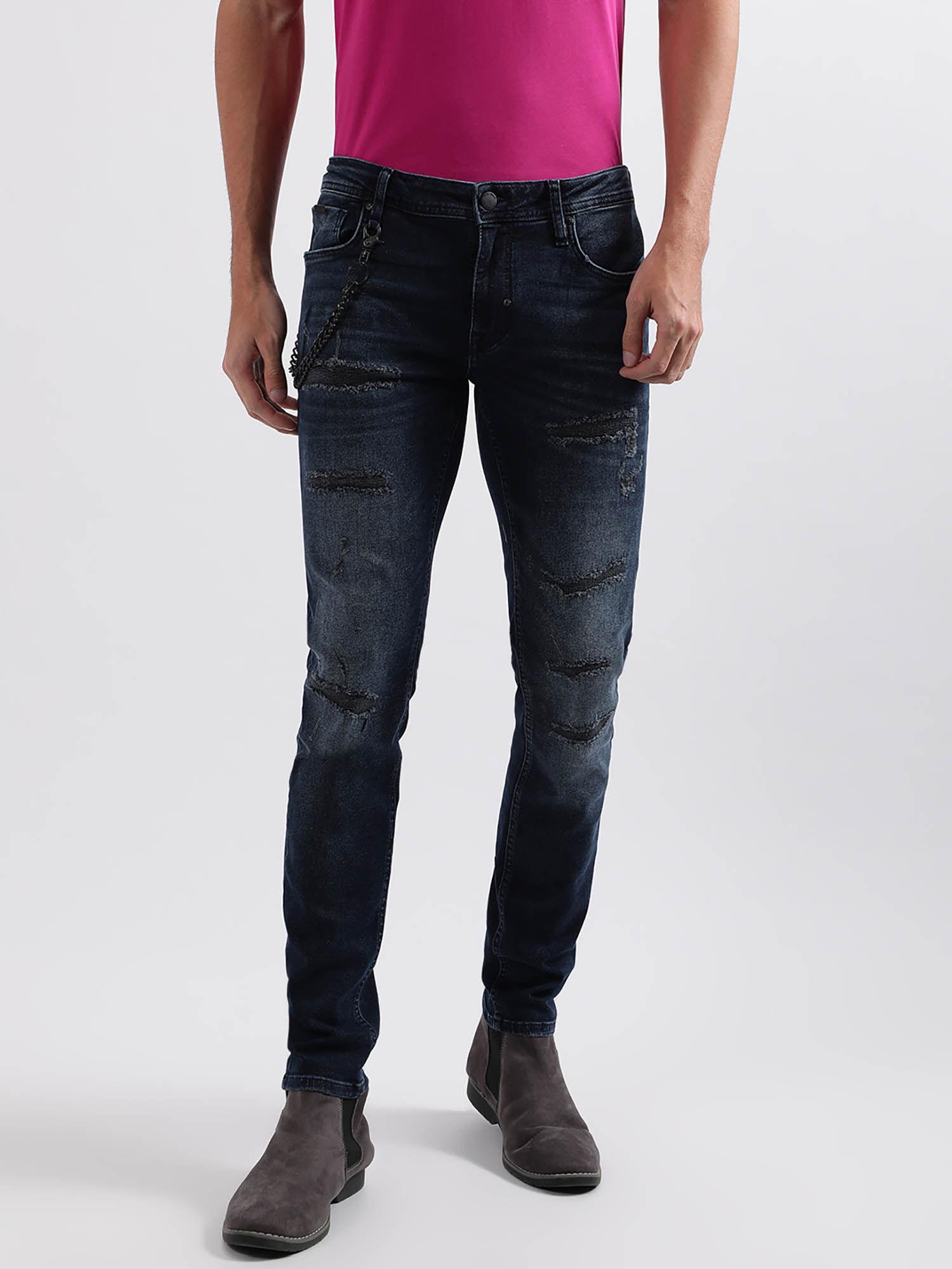 men solid tapered fit jeans