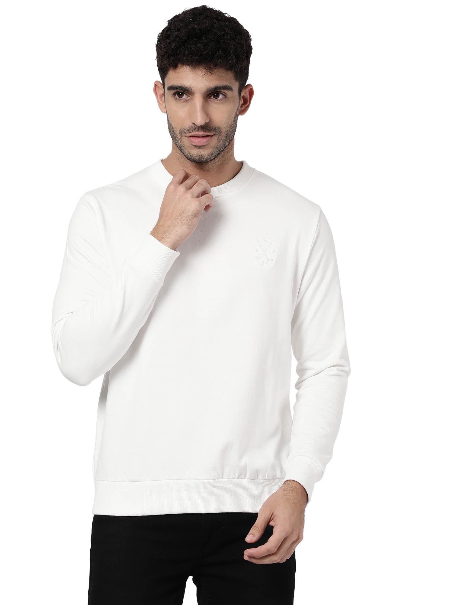 men solid white sweatshirt