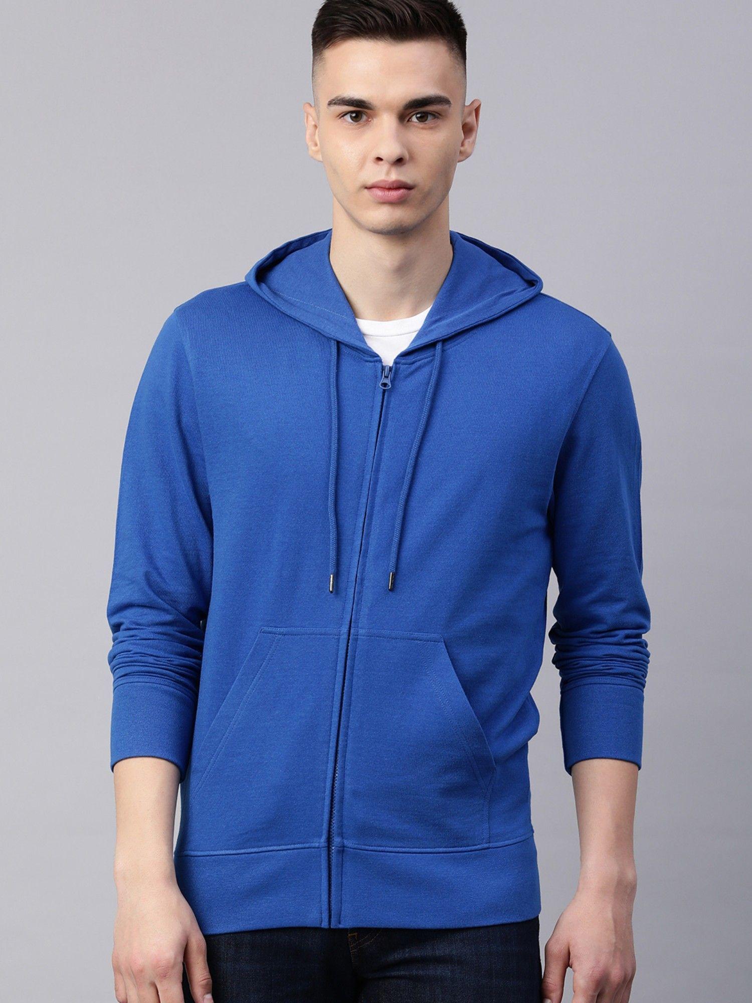 men solid zipper hoodie sweatshirt with pocket