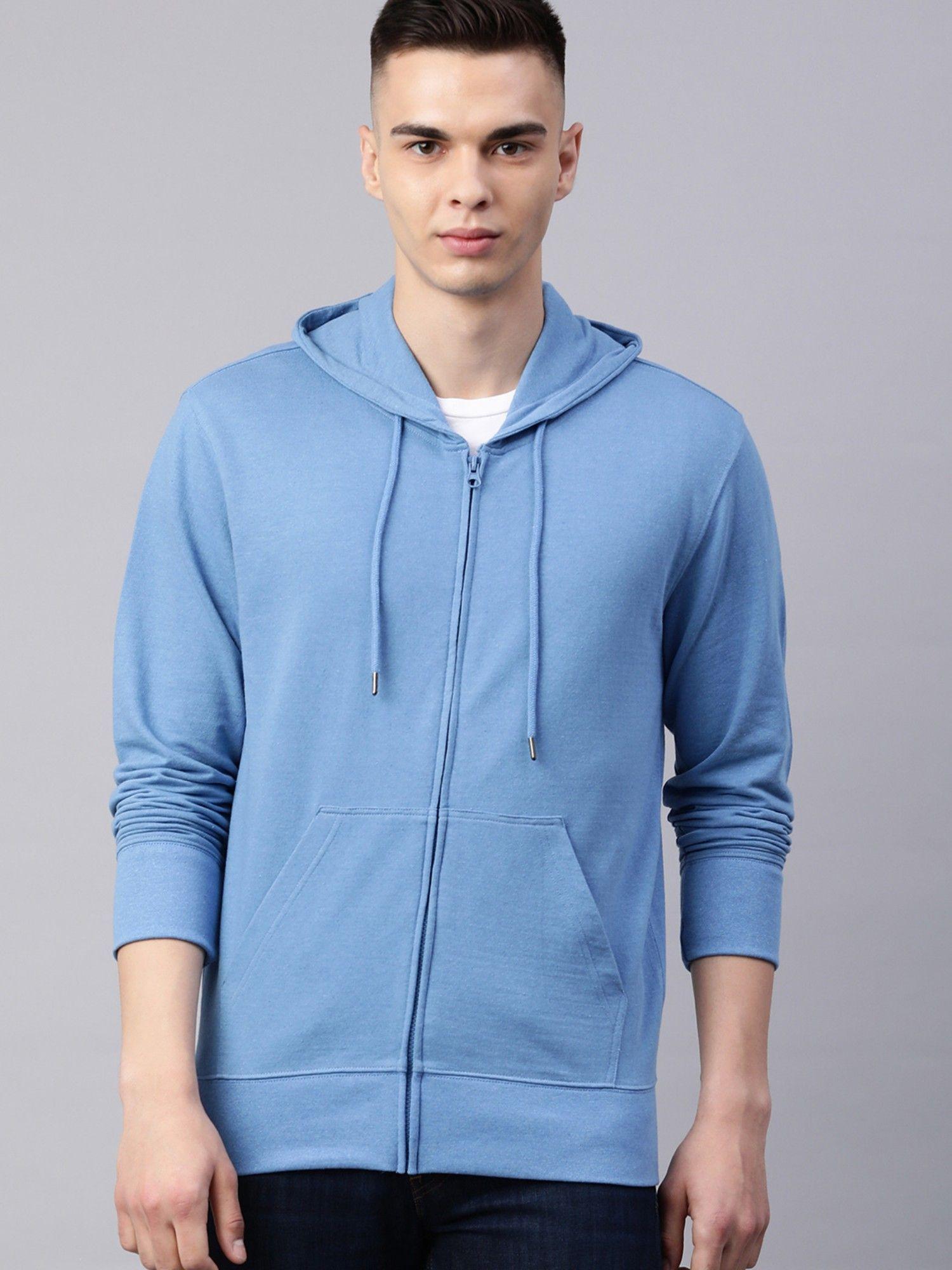 men solid zipper hoodie sweatshirt with pocket