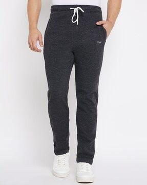 men speckle print straight track pants