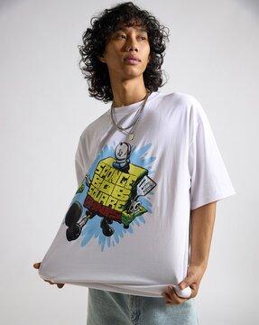 men sponge script frycook print oversized crew-neck t-shirt