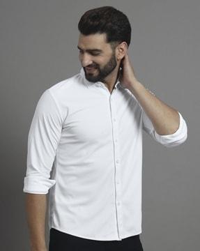 men spread-collar regular fit shirt