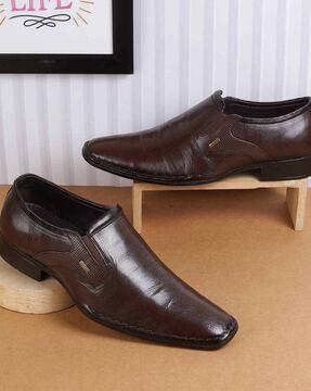 men square-toe slip-on shoes