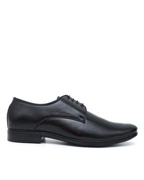 men stack heeled lace-up derbys