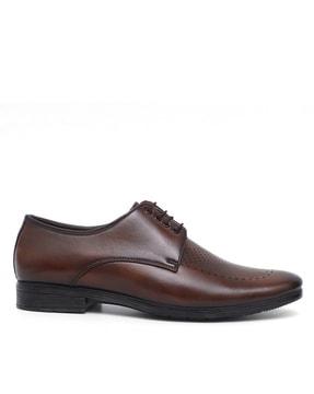 men stack heeled lace-up derbys