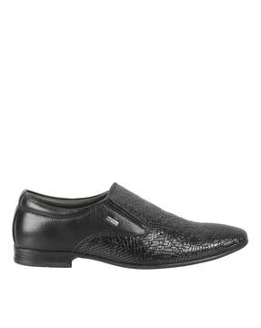 men stacked heel slip-on mocassins