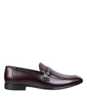 men stacked heel slip-on mocassins