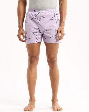 men star print boxers with elasticated waist