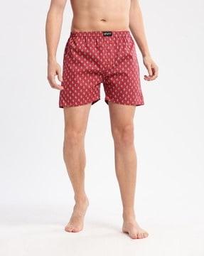 men star print boxers with elasticated waist