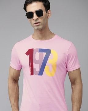 men sterling numeric print regular fit crew-neck t-shirt