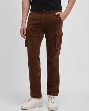 men straight fit cargo pants with flap pockets