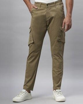 men straight fit cargo pants with flap pockets