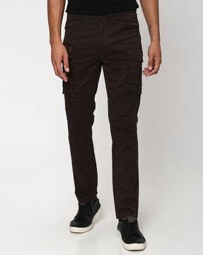 men straight fit cargo pants with flap pockets