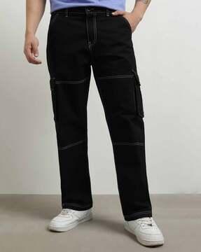 men straight fit cargo pants with insert pockets