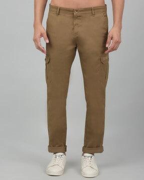 men straight fit flat-front cargo pants
