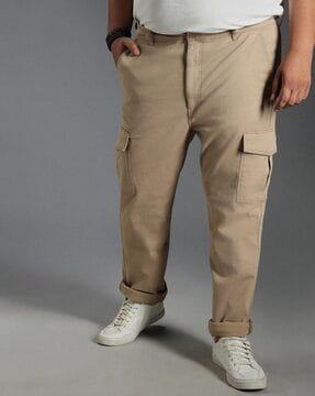 men straight fit flat-front cargo pants