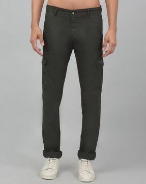 men straight fit flat-front cargo pants