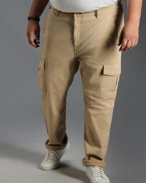 men straight fit flat-front cargo pants