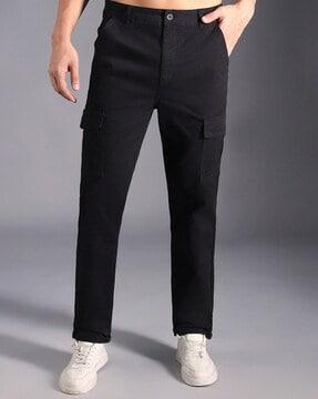 men straight fit flat-front cargo pants