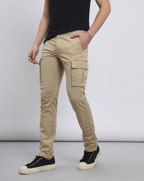 men straight fit flat-front cargo pants