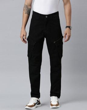 men straight fit flat-front cargo pants