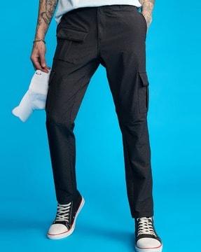 men straight fit flat-front cargo pants