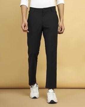 men straight fit flat-front chinos