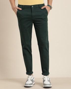 men straight fit flat-front chinos