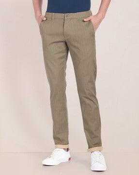 men straight fit flat-front chinos