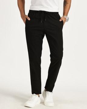 men straight fit flat-front jogger pants