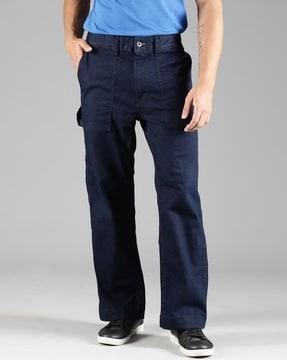 men straight fit flat-front pants