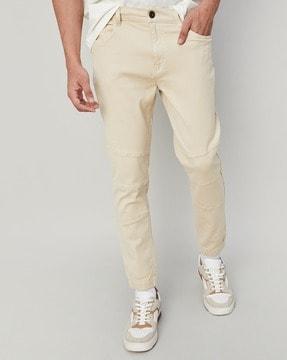 men straight fit flat-front pants