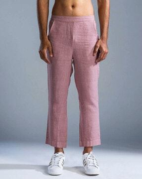 men straight fit flat-front pants